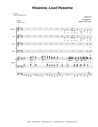 Book cover for Hosanna, Loud Hosanna (Vocal Quartet (SATB) - Organ accompaniment)