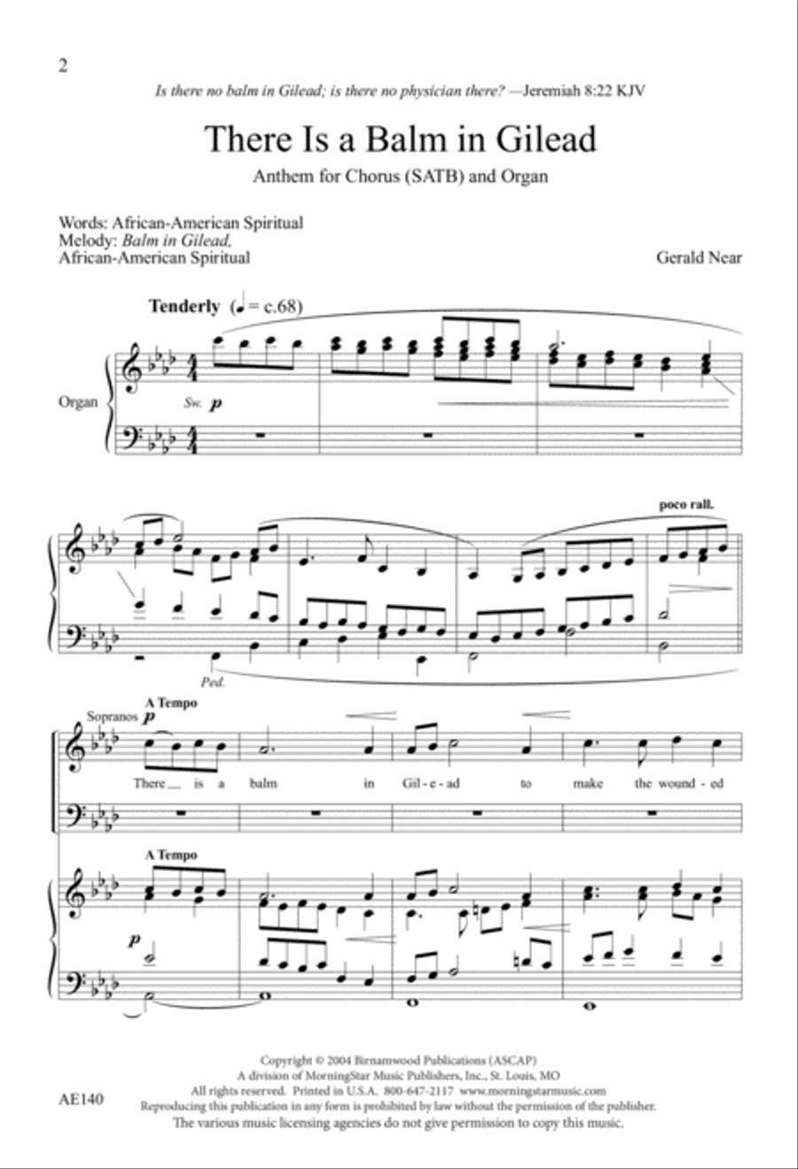 There Is a Balm in Gilead 4-Part scores gallery preview page 2