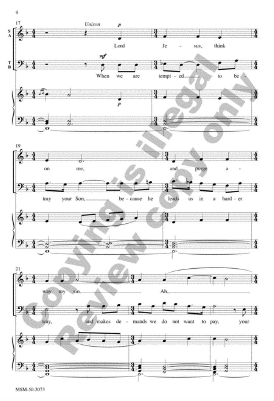 When We Are Tempted to Deny Your Son 4-Part scores gallery preview page 4