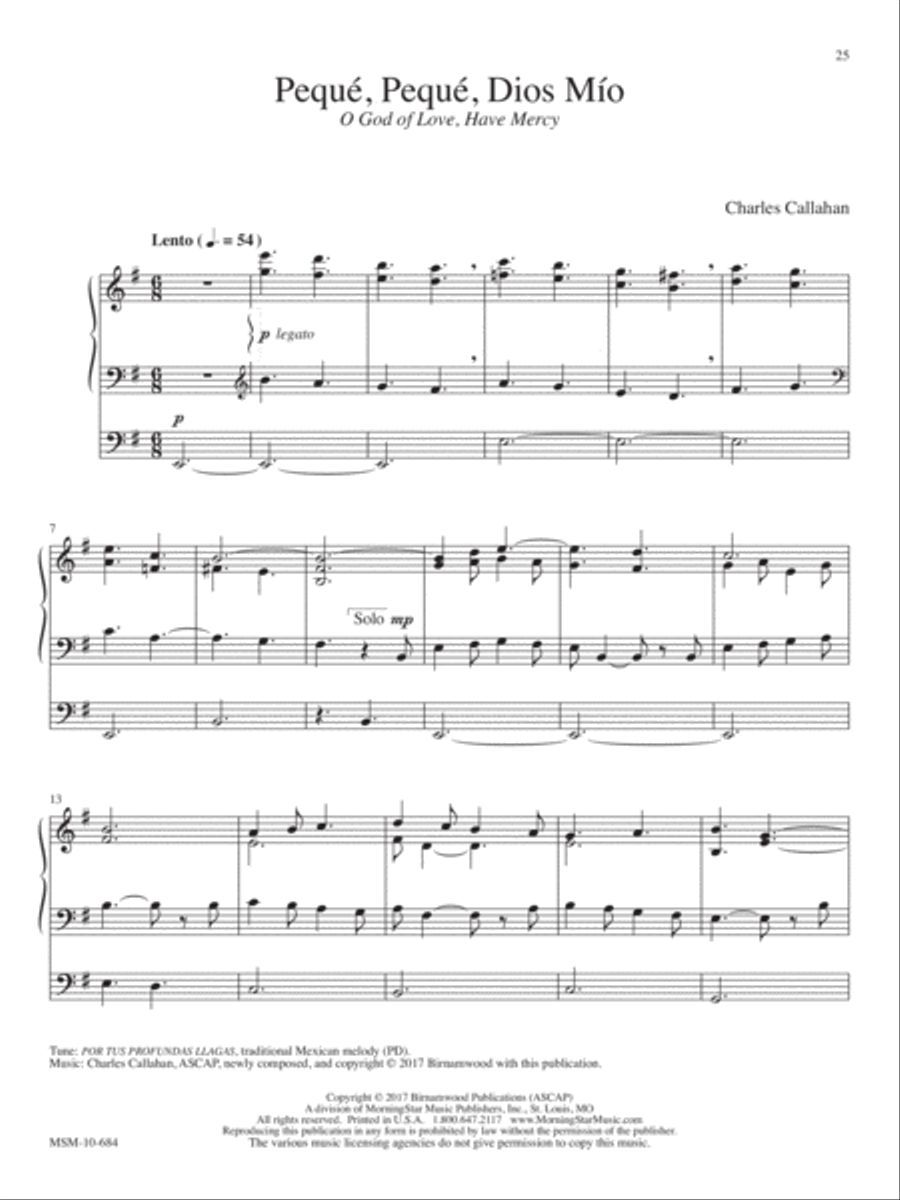 Pequé, Pequé, Dios Mío (O God of Love, Have Mercy) Organ scores gallery preview page 1