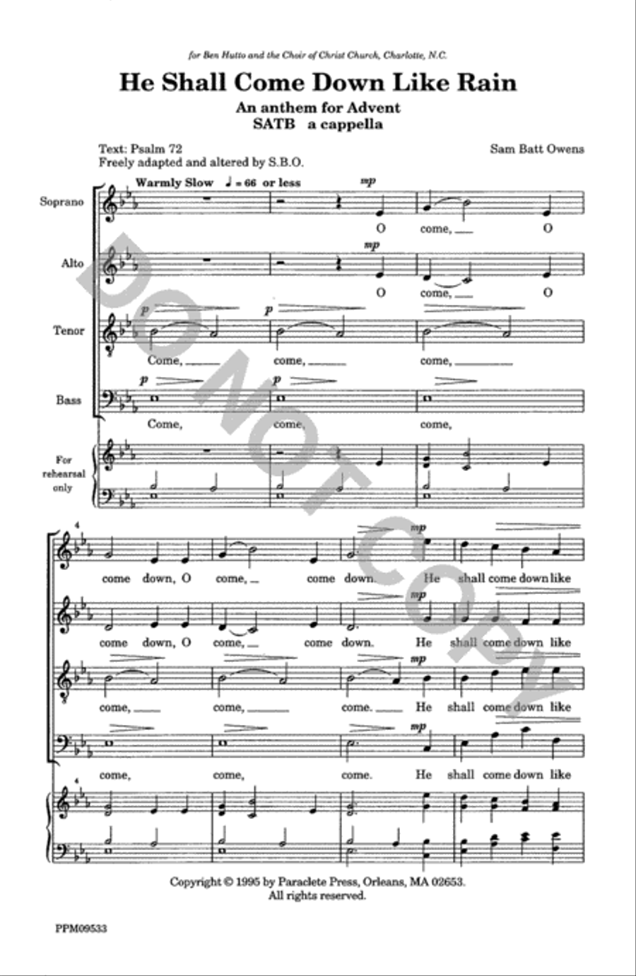 He Shall Come Down Like Rain 4-Part scores gallery preview page 2
