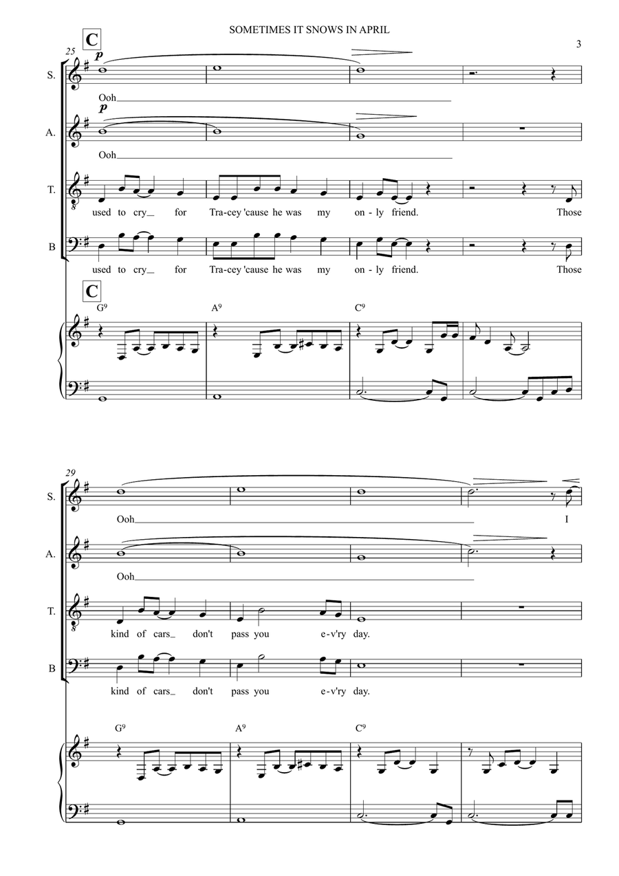 Sometimes It Snows In April 4-Part scores gallery preview page 3