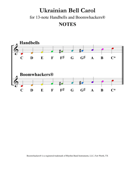 Ukrainian Bell Carol (for 13-note Bells and Boomwhackers with Color Coded Notes) image number null