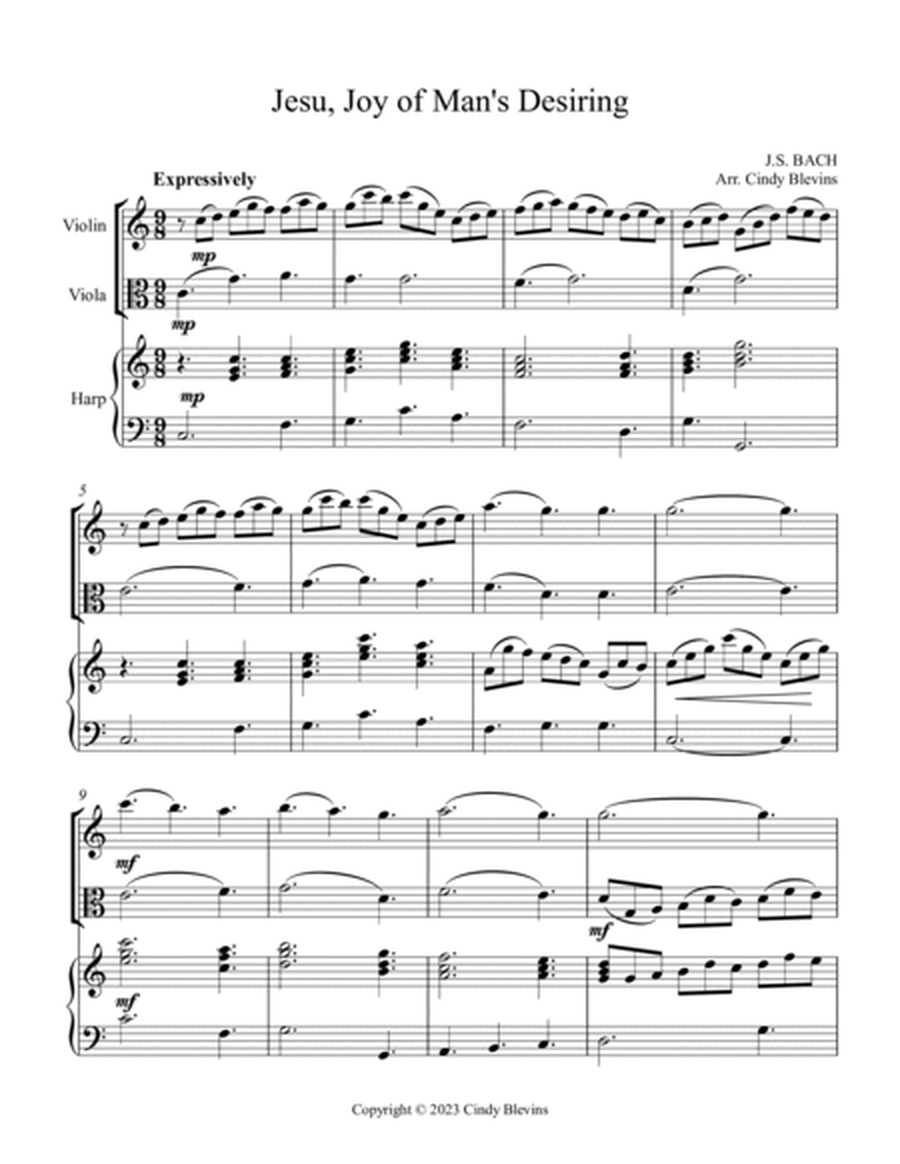 Jesu, Joy Of Man's Desiring, for Violin, Viola and Harp image number null