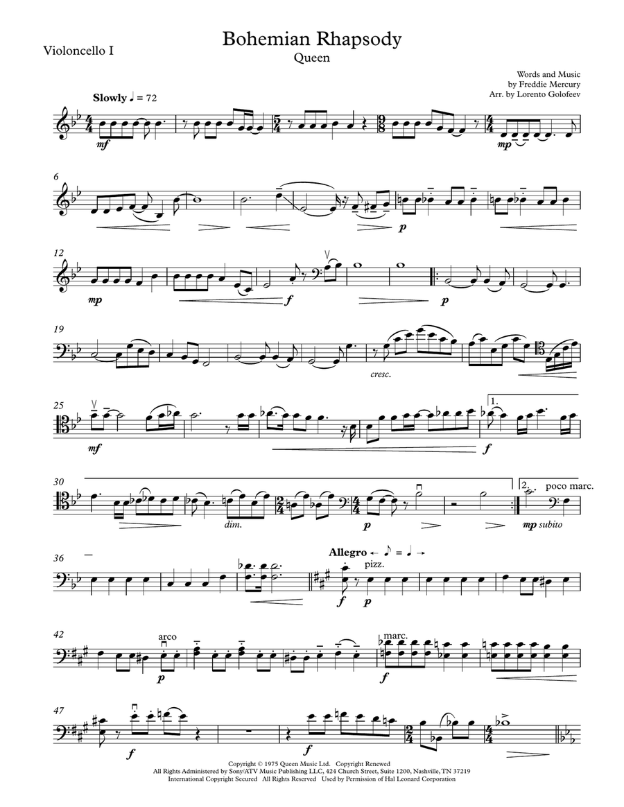 Bohemian Rhapsody String Quartet scores gallery preview page 6