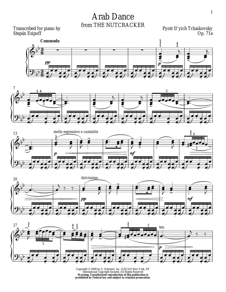 Arabian Dance (Coffee) (from The Nutcracker) Piano Solo scores gallery preview page 1