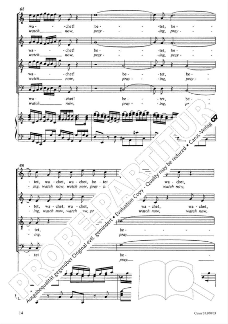 Watch now, praying, praying, watch now (Wachet! betet! betet! wachet!) 4-Part scores gallery preview page 18