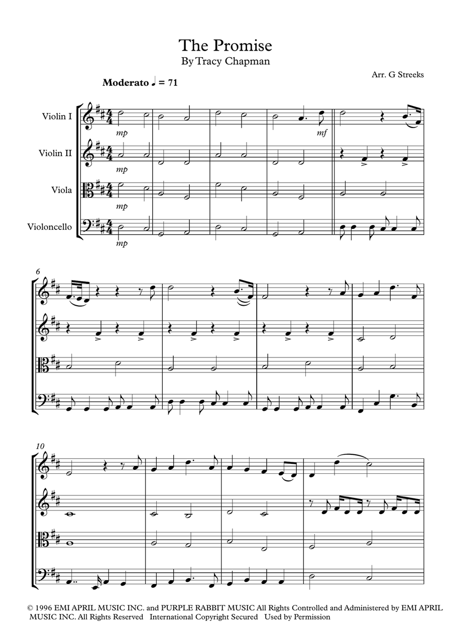 The Promise String Quartet scores gallery preview page 1