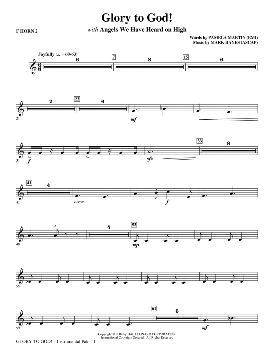 Glory to God! - F Horn 2 Choir scores gallery preview page 1