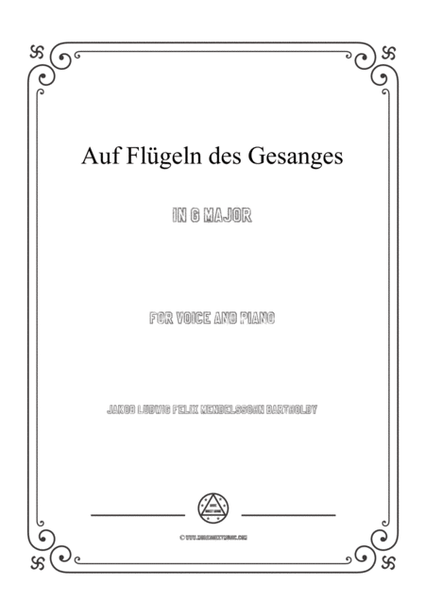 Mendelssohn-Auf Flügeln des Gesanges in G Major,for Voice and Piano image number null
