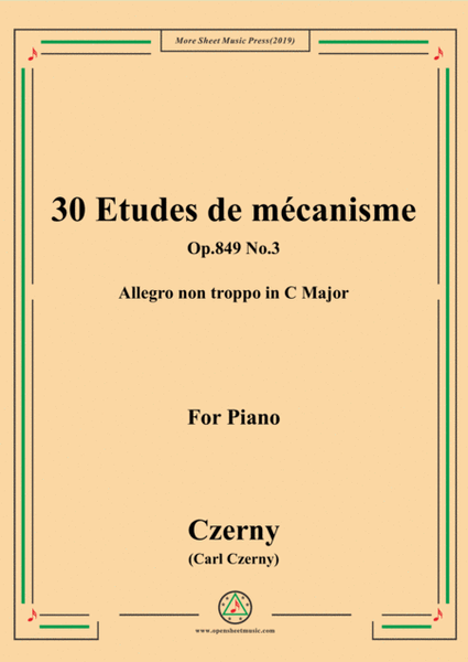 Czerny-30 Etudes de mécanisme,Op.849 No.3,Allegro non troppo in C Major,for Piano image number null