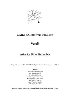 ARIAS for FLUTE CHOIR Caro Nome from Rigoletto - VERDI