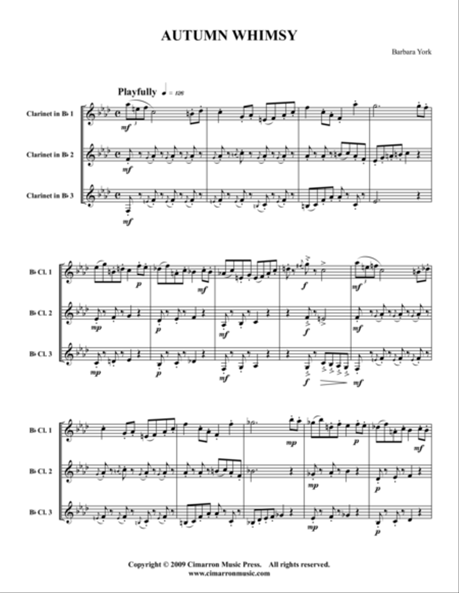 Autumn Whimsey Clarinet Trio scores gallery preview page 1