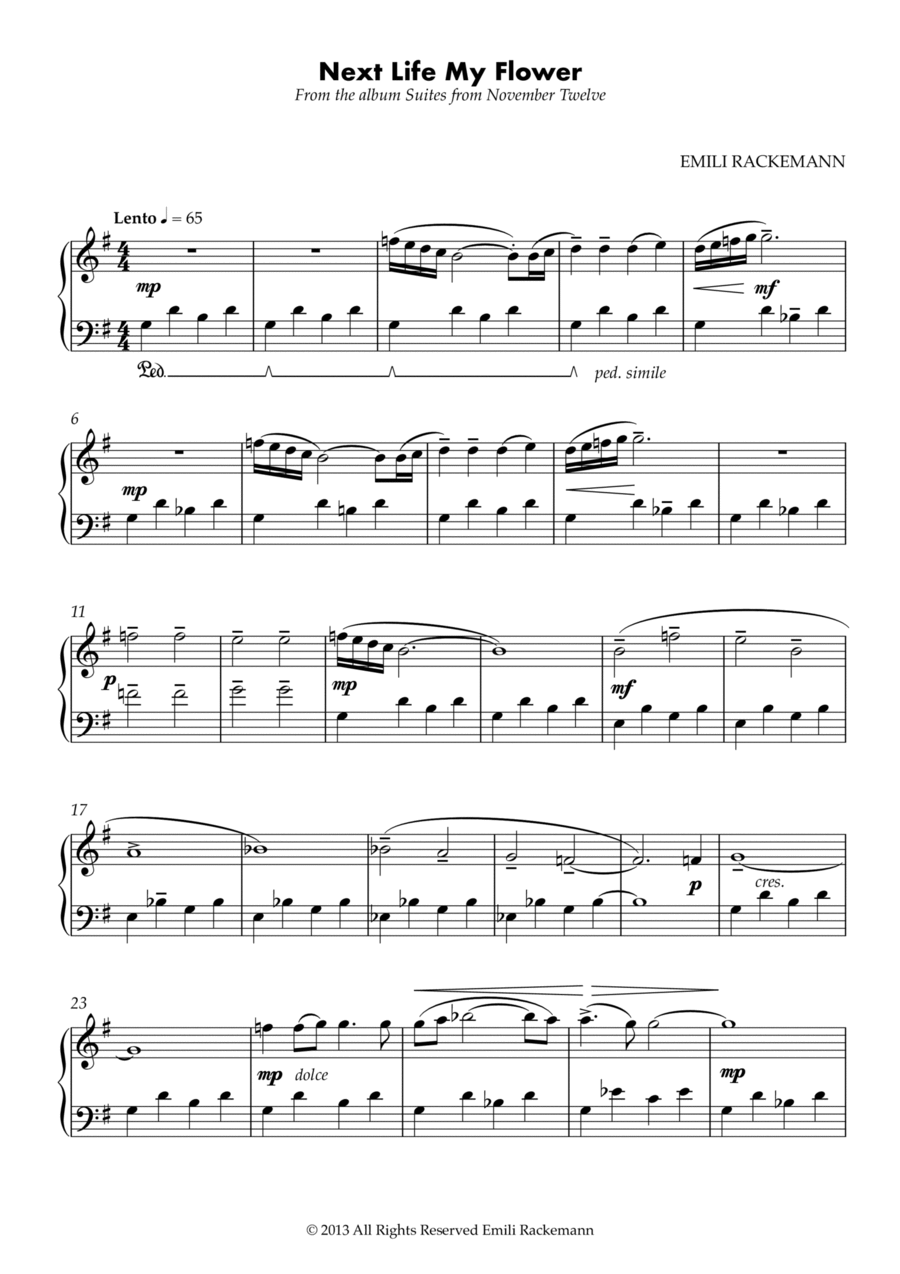 Next Life My Flower Piano Solo scores gallery preview page 1