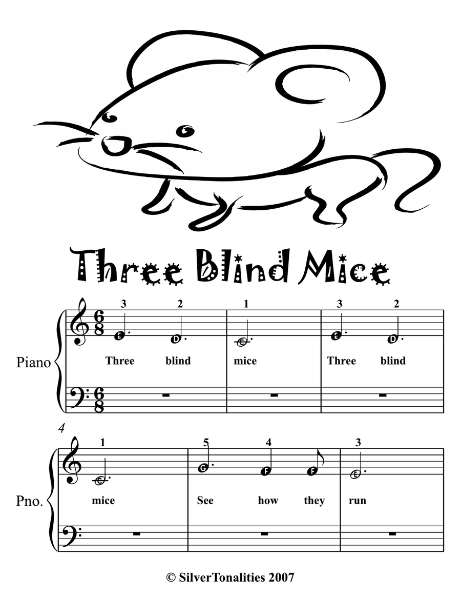 Three Blind Mice Beginner Piano Sheet Music Piano Method scores gallery preview page 2