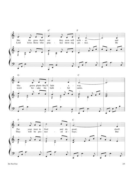 Do Not Fret (Psalm 37) by Sharon Wilson Piano, Vocal, Guitar - Digital Sheet Music
