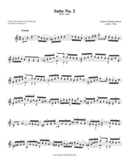 Cello Suite No. 2, Transcribed for Guitar by Federico Bonacossa