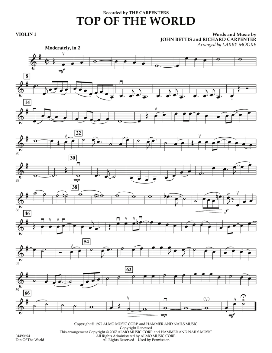 Top of the World - Violin 1 Orchestra scores gallery preview page 1