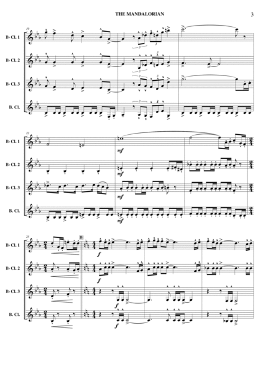 The Mandalorian Clarinet Quartet scores gallery preview page 4