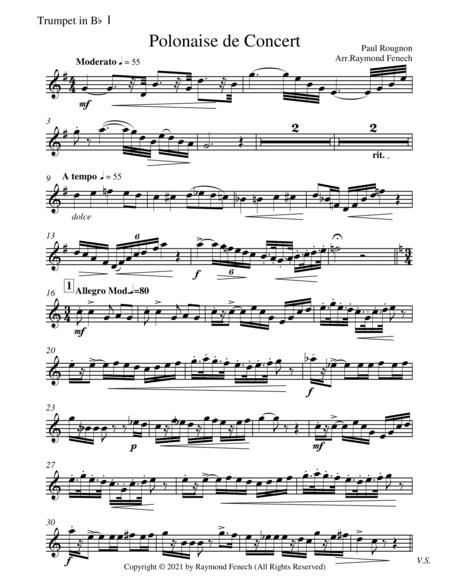 Polonaise de Concert - Paul Rougnon - for 2 B Flat Trumpets Duet image number null