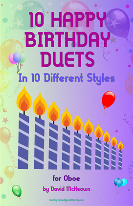 Book cover for 10 Happy Birthday Duets, (in 10 Different Styles), for Oboe
