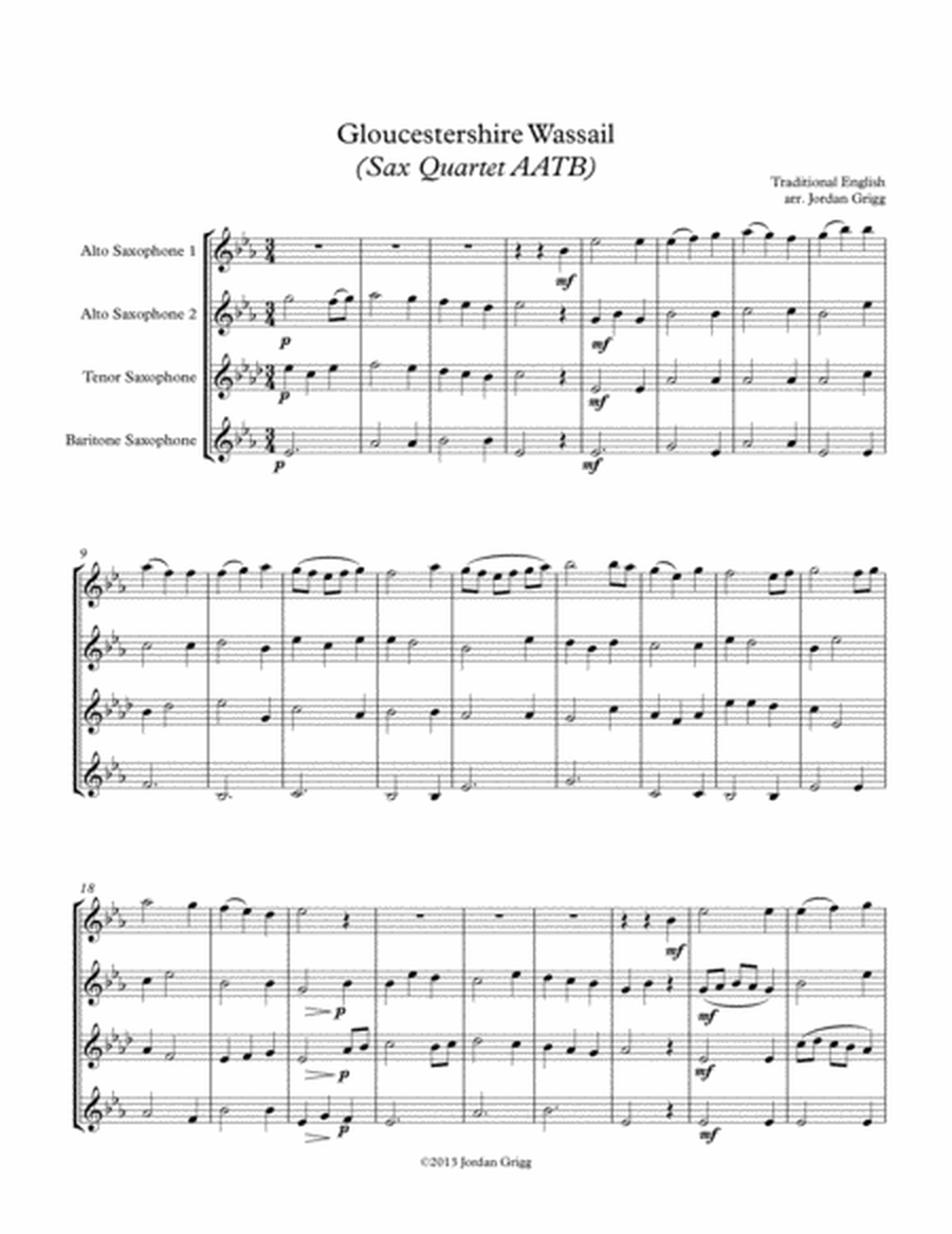 Gloucestershire Wassail (Sax Quartet AATB) image number null