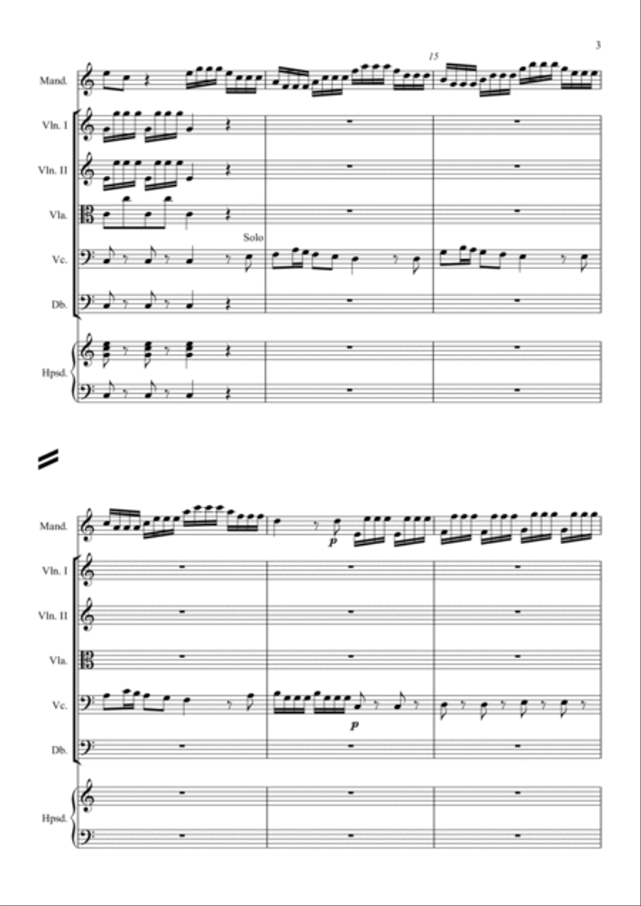Concerto in DO Maggiore per Mandolino, Archi e Cembalo Small Ensemble scores gallery preview page 3