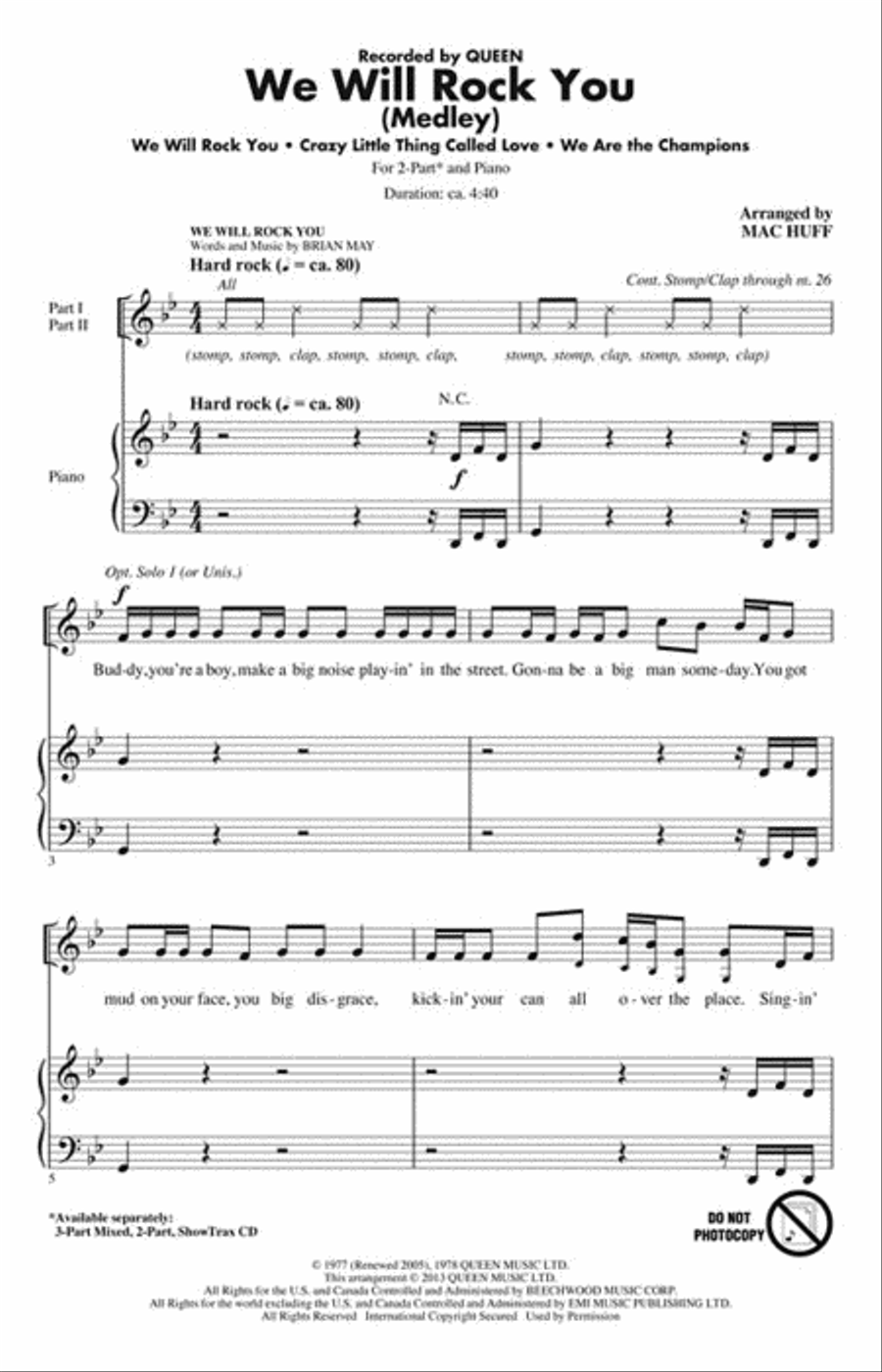 We Will Rock You (Medley) 2-Part scores gallery preview page 2