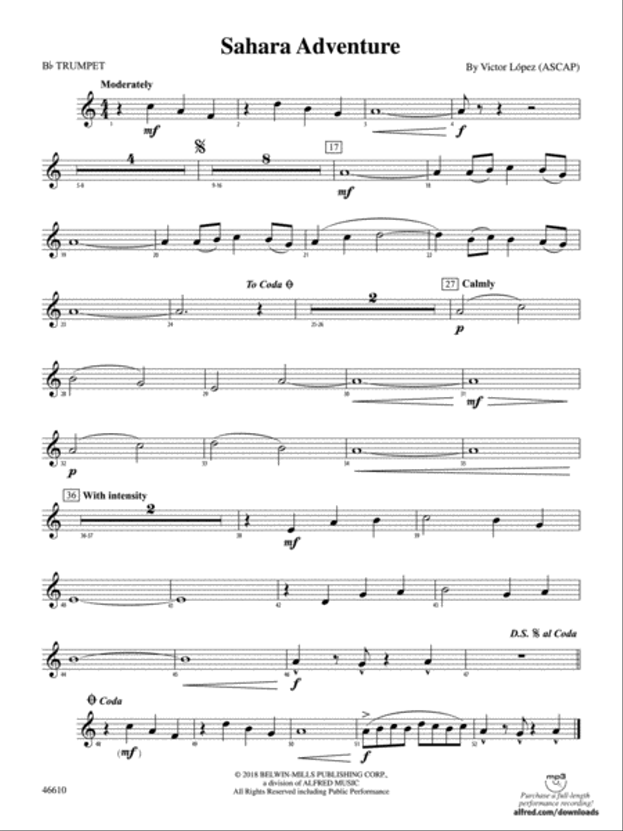 Sahara Adventure: 1st B-flat Trumpet Concert Band scores gallery preview page 1