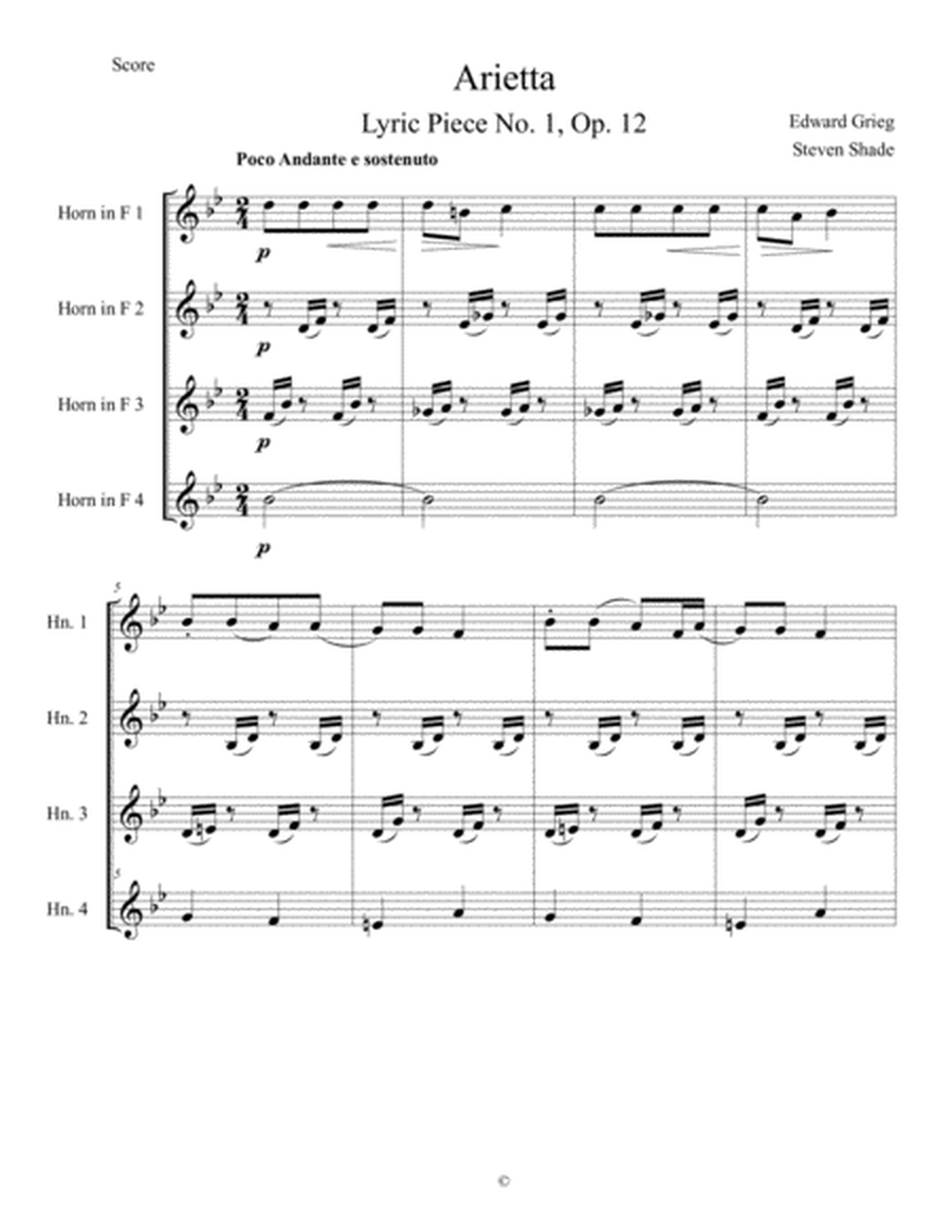 "Arietta," for Horn Quartet, from "Lyric Pieces" image number null