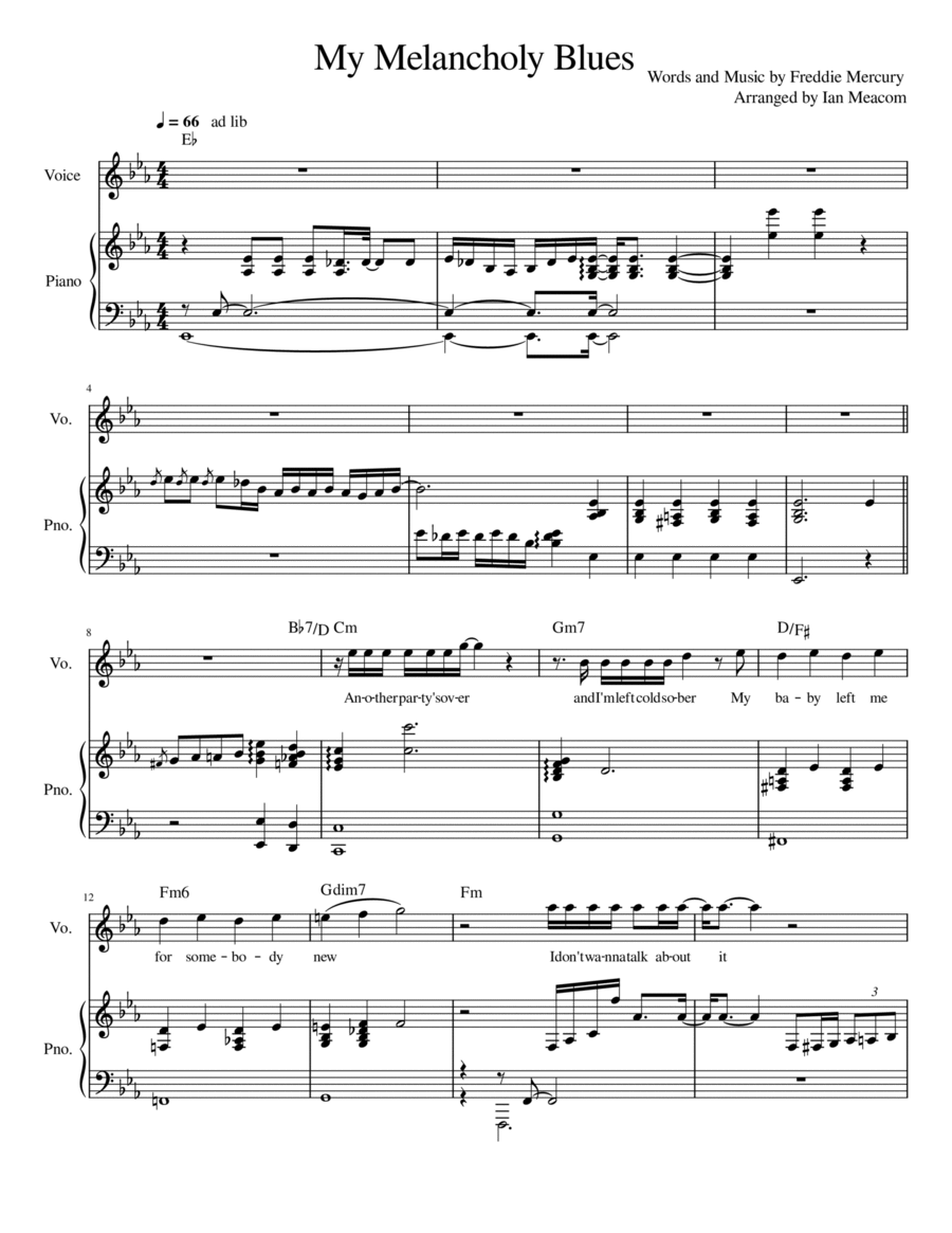My Melancholy Blues Voice scores gallery preview page 1