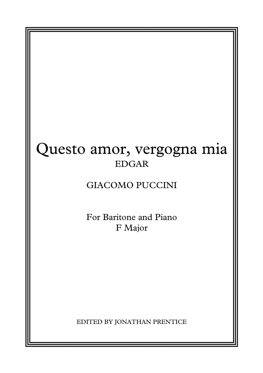 Questo amor, vergogna mia - Edgar (F Major) Voice Solo scores gallery preview page 1
