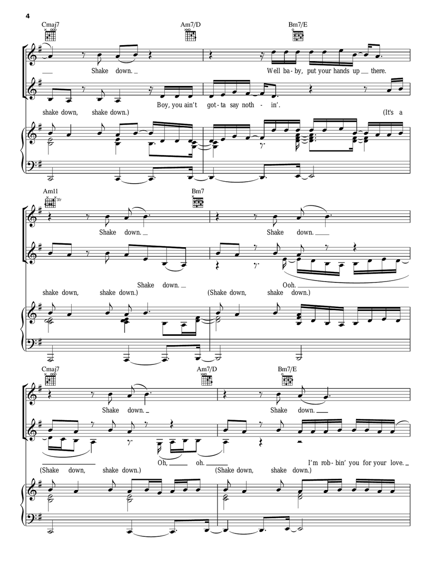 Shake Down Piano, Vocal, Guitar scores gallery preview page 4