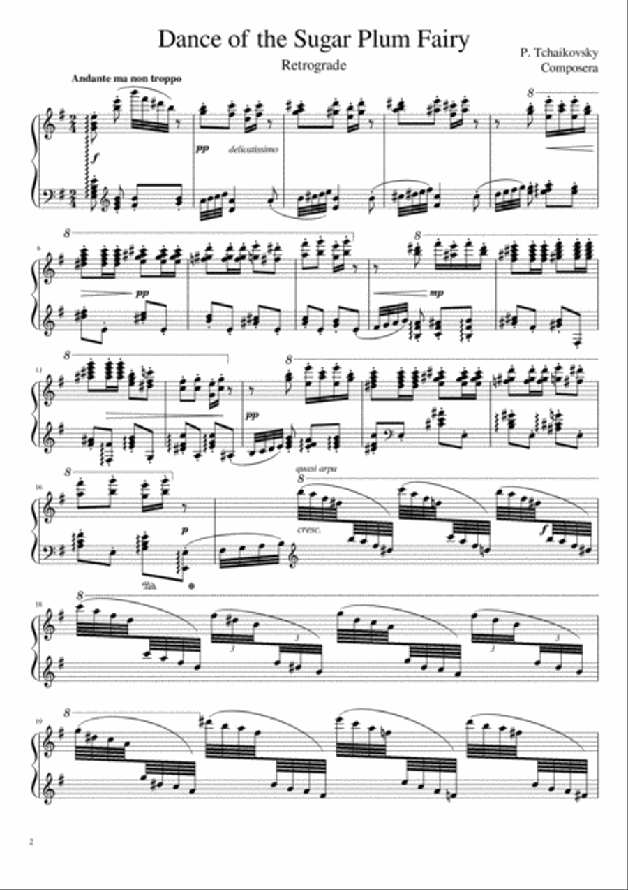Dance of the Sugar Plum Fairy Retrograde Version Piano Solo scores gallery preview page 2