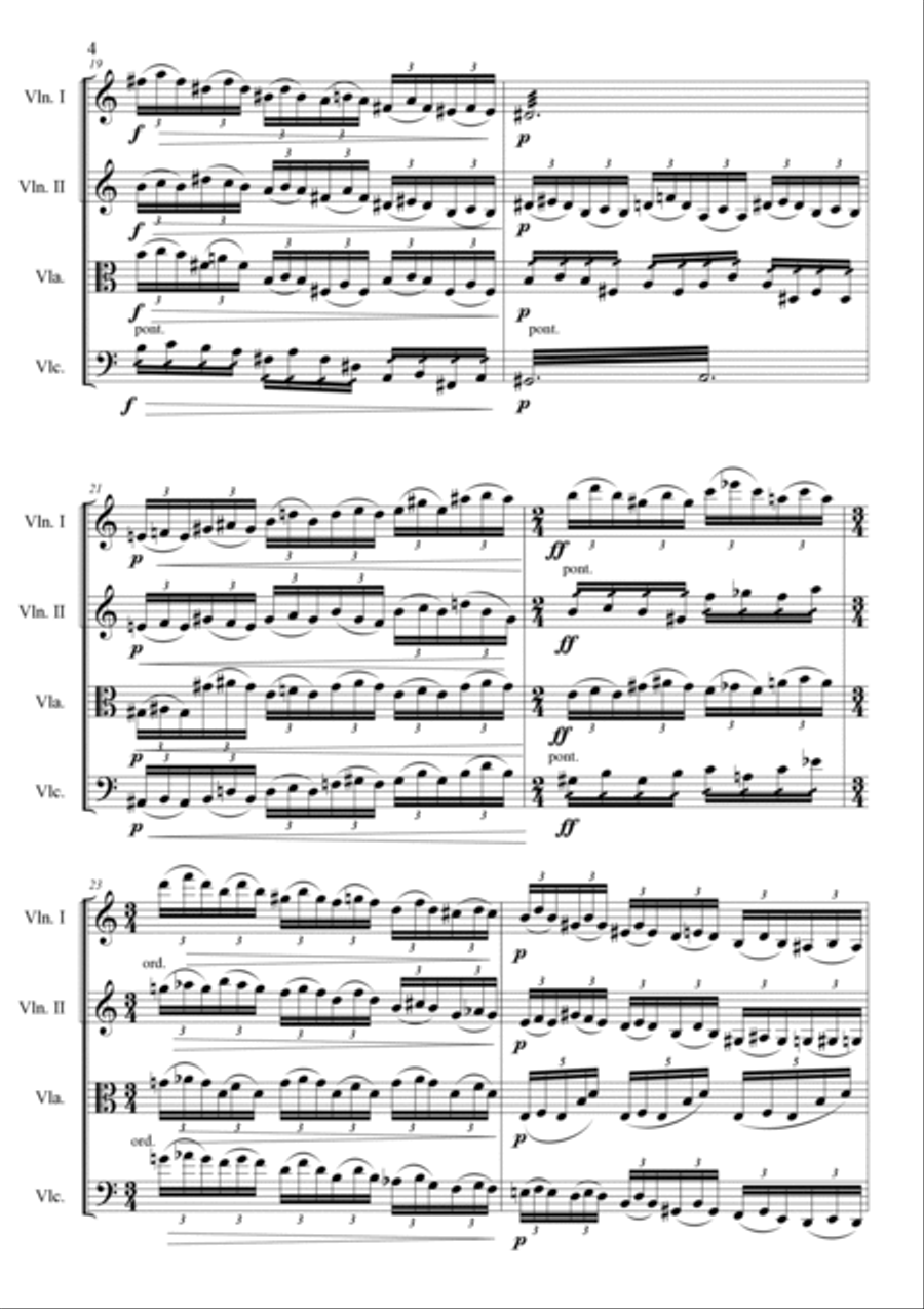 Paolo Galante: E PAION Sì AL VENTO ESSER LEGGERI per quartetto d'archi (ES-22-072) String Quartet scores gallery preview page 6