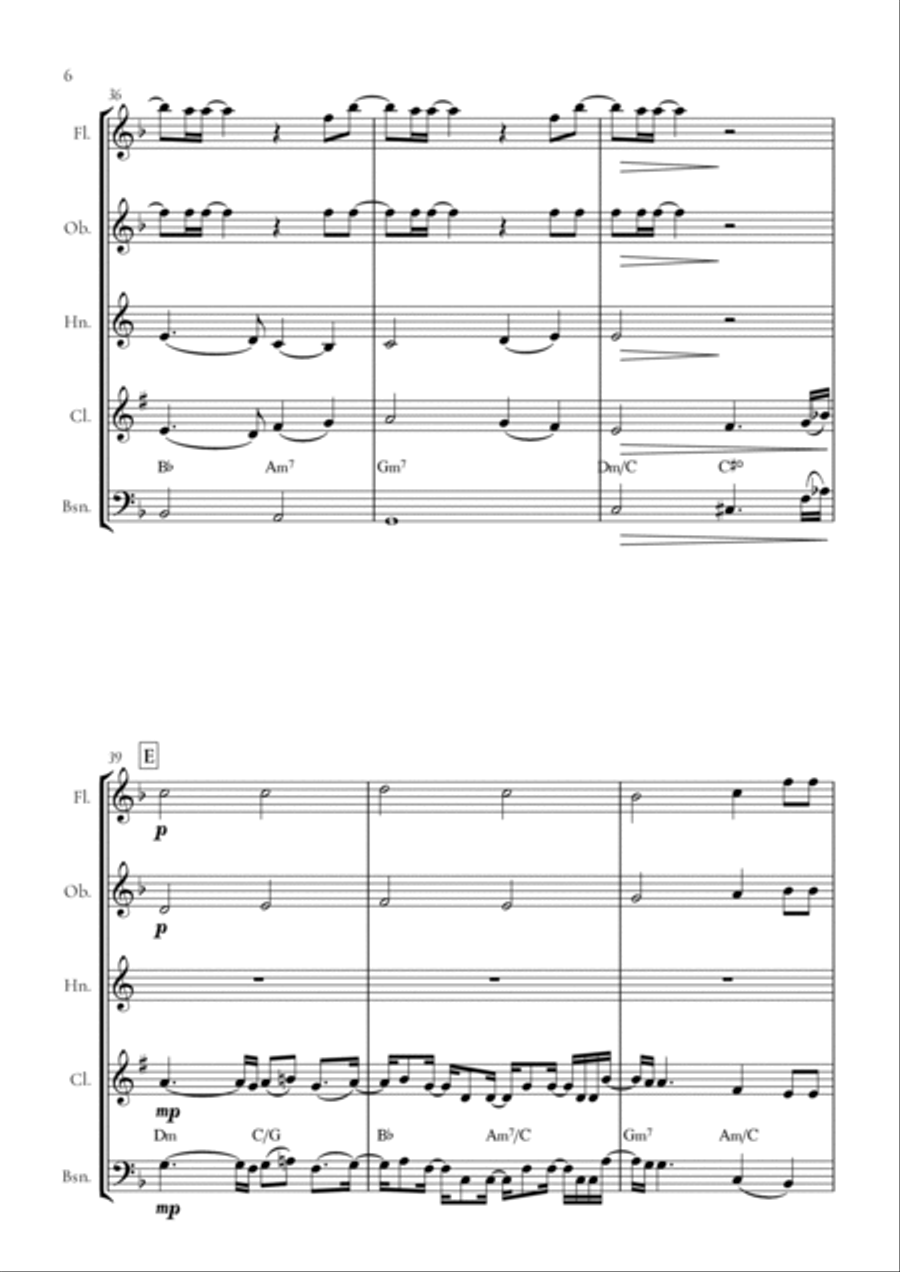 When We Were Young Woodwind Quintet scores gallery preview page 6