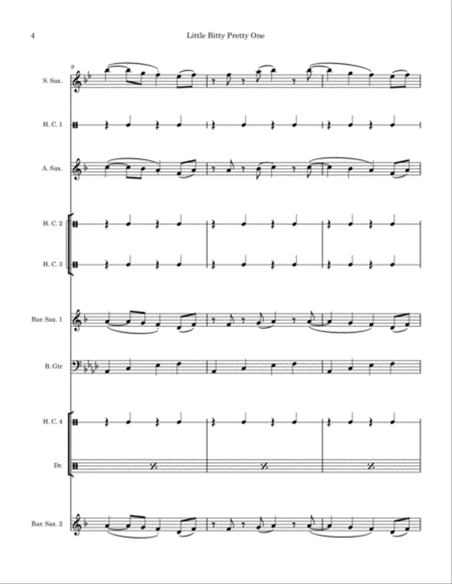 Little Bitty Pretty One Saxophone Quartet scores gallery preview page 4