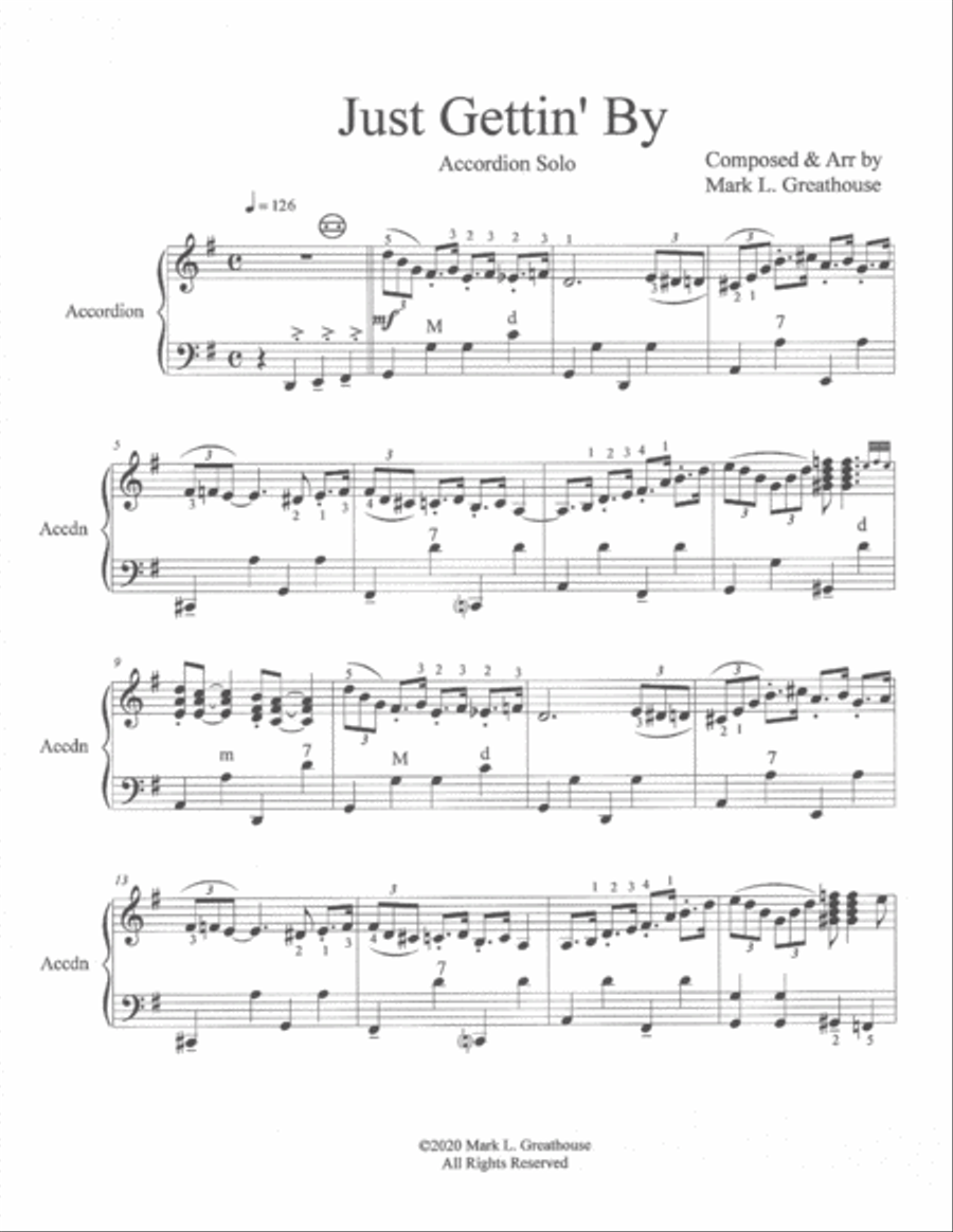 Just Gettin' By -- Accordion solo Accordion scores gallery preview page 2