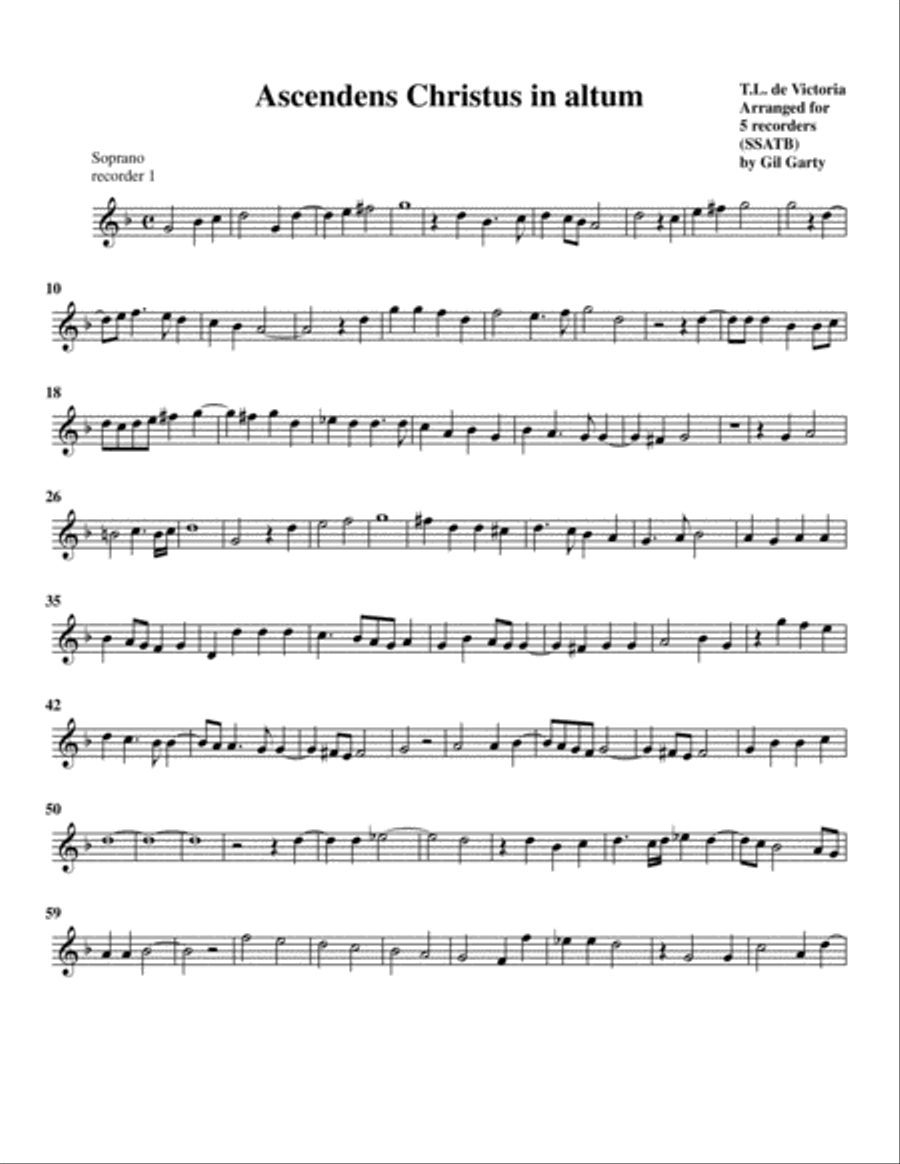 Ascendens Christus in altum (arrangement for 5 recorders) Recorder scores gallery preview page 6
