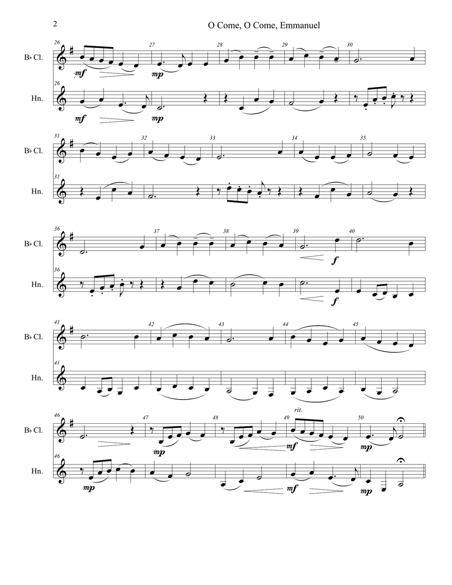 Three Christmas Duos for Clarinet and Horn Woodwind Duet scores gallery preview page 4