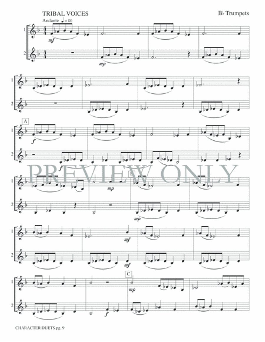 Just for Two -- Character Duets Trumpet Duet scores gallery preview page 11