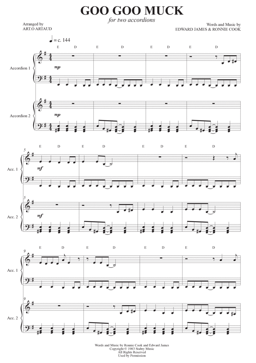 Goo Goo Muck Easy Piano scores gallery preview page 1