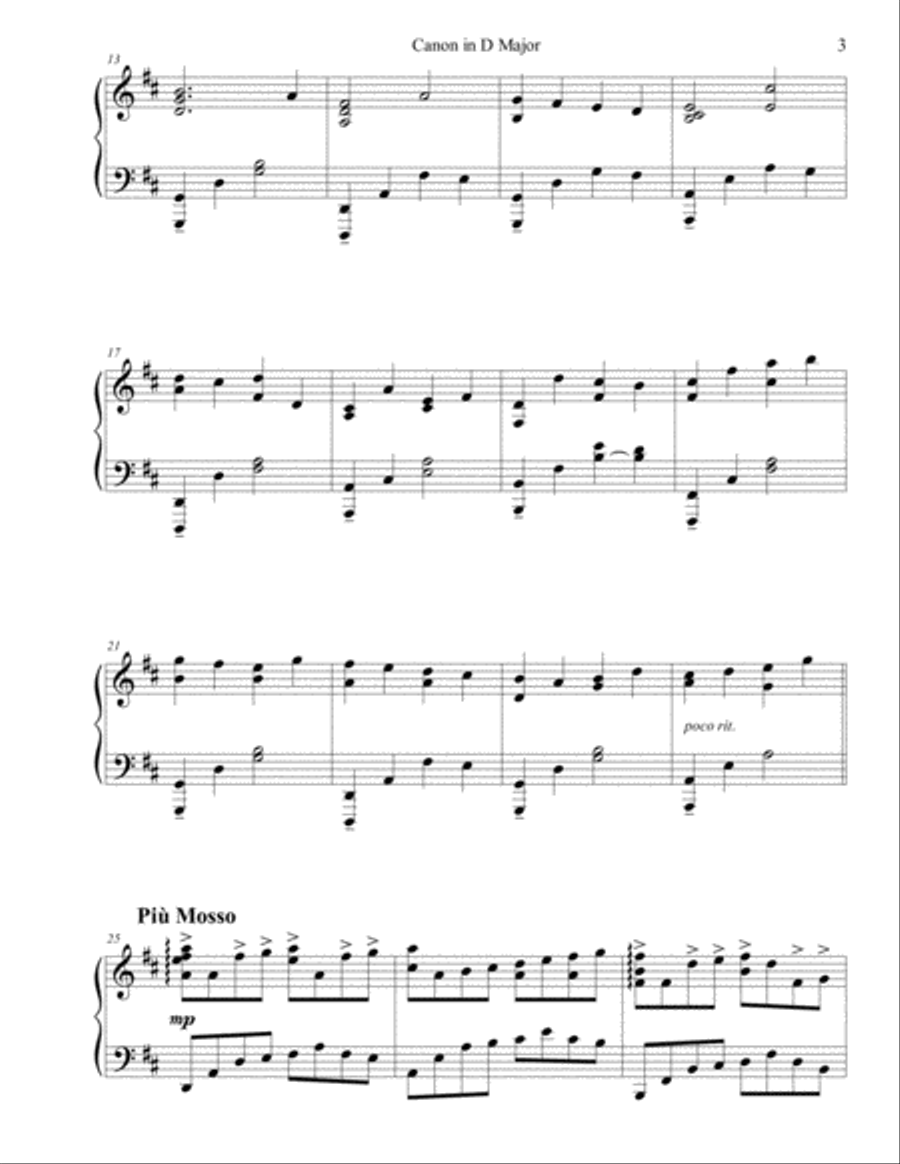 Canon in D (Pachelbel's Canon) Piano Solo Version Piano Solo scores gallery preview page 3