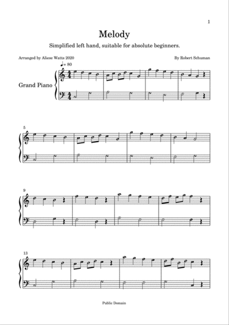 Melody (Melodie) Melody (Melodie) Piano Method scores gallery preview page 1
