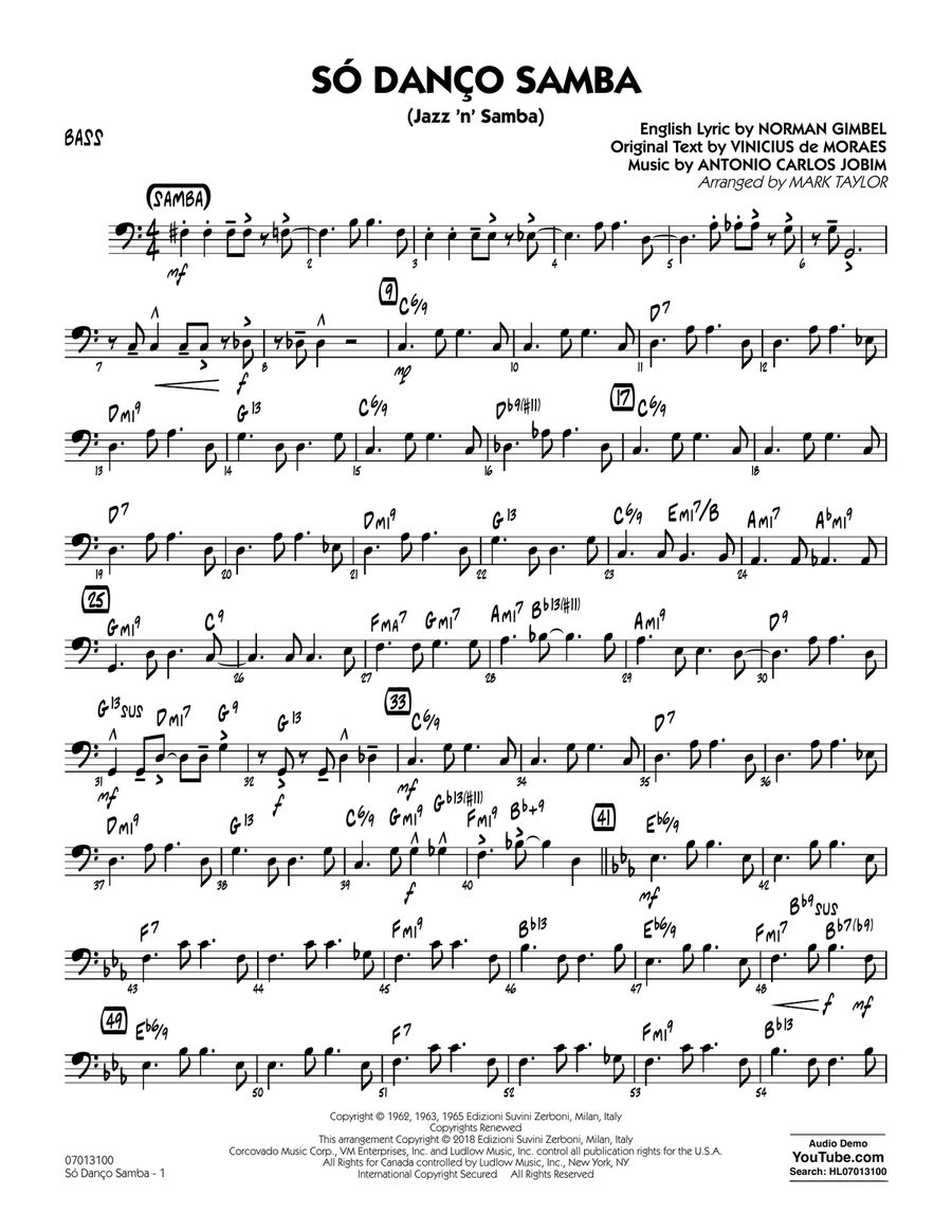Só Danço Samba (Jazz 'n' Samba) (arr. Mark Taylor) - Bass