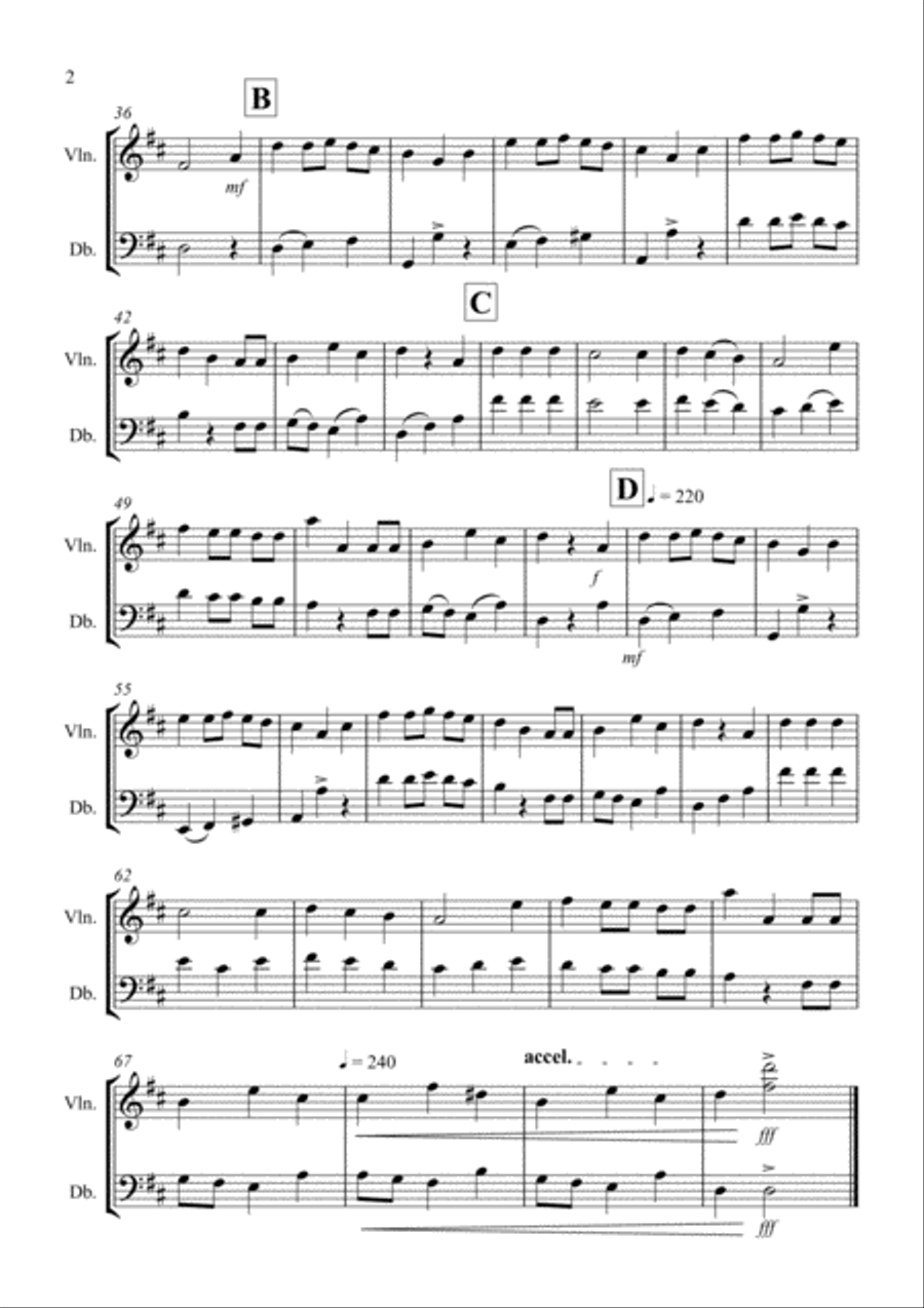 We Wish You a Merry Christmas for Violin and Double Bass Duet String Duet scores gallery preview page 2