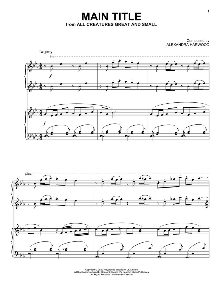 All Creatures Great And Small (Main Title) Piano Duet scores gallery preview page 1