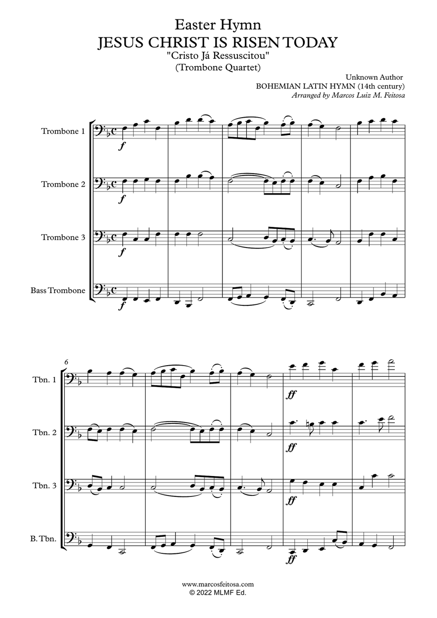 Easter Hymn (Jesus Christ is Risen Today) - Trombone Quartet Brass Quartet scores gallery preview page 3
