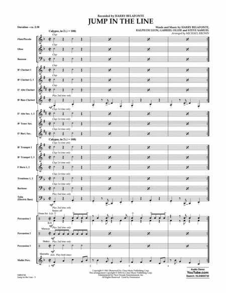Jump in the Line - Conductor Score (Full Score)