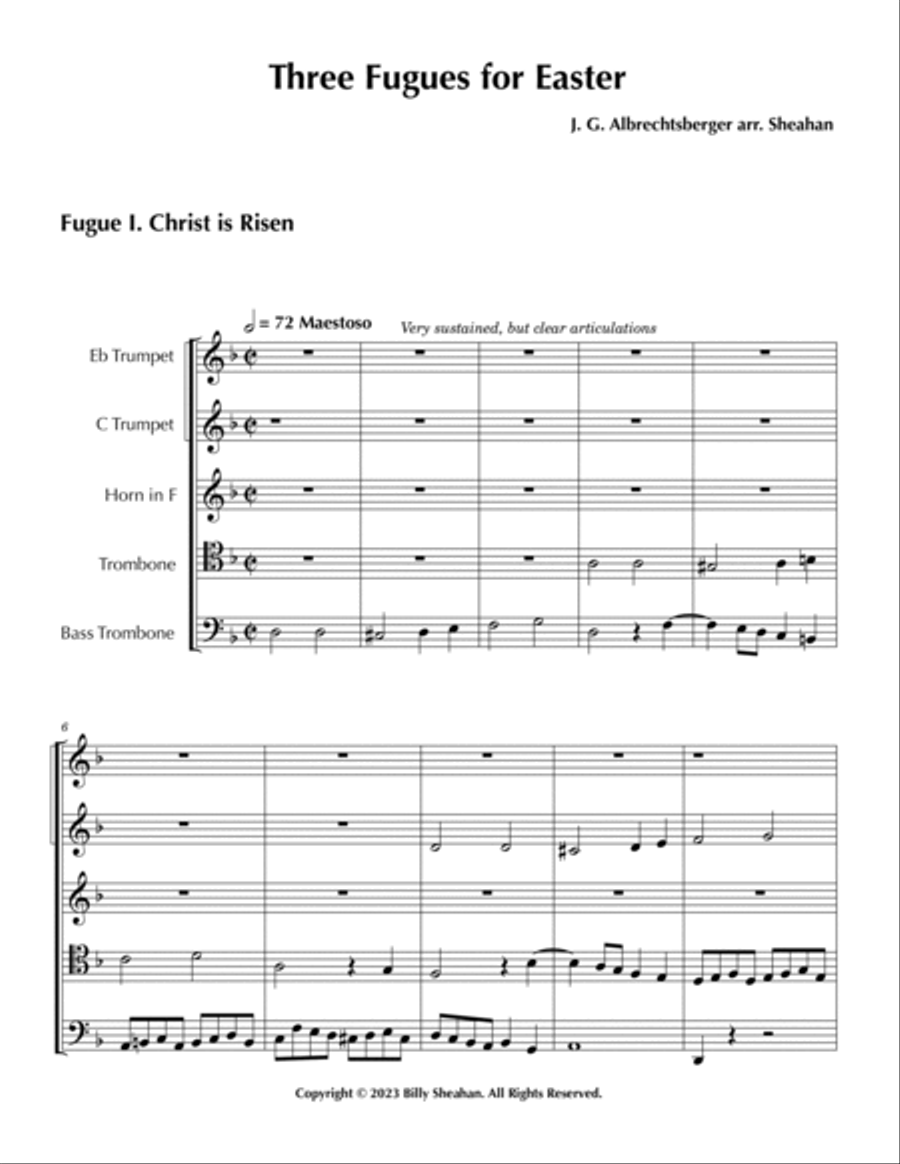 Three Fugues for Easter Three Fugues for Easter Brass Quintet scores gallery preview page 2